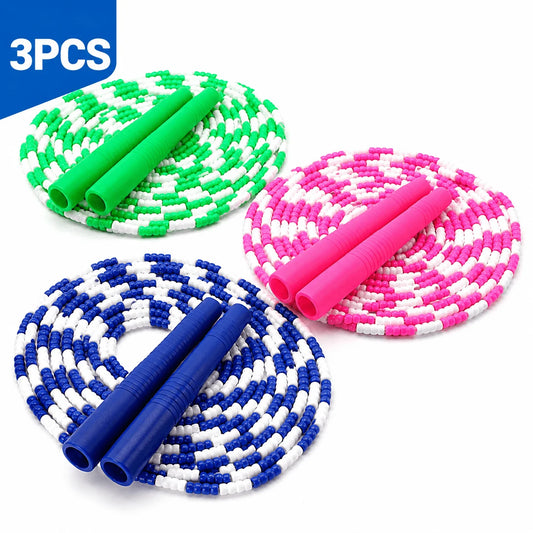 Jump Rope, 3 PCS Adjustable Length Tangle-Free Segmented Soft Beaded Skipping Rope, Fitness Workouts Jump Rope for Man Women Weight Loss 9.2 Ft