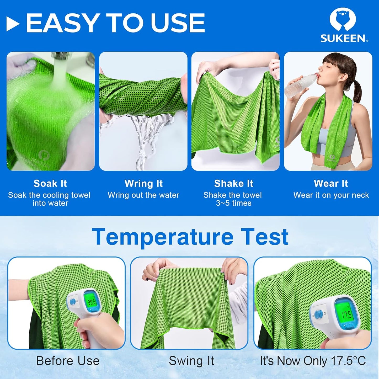 4 Pack Cooling Towels (40"X 12"), Cooling Neck Wraps, Soft Ice Towel | Lightweight,Absorb Moisture,Long Last,Mesh Breathable for Sports,Outdoors,Yoga,Tennis,Golf,Running,Gym,Camping,Campus,Travel