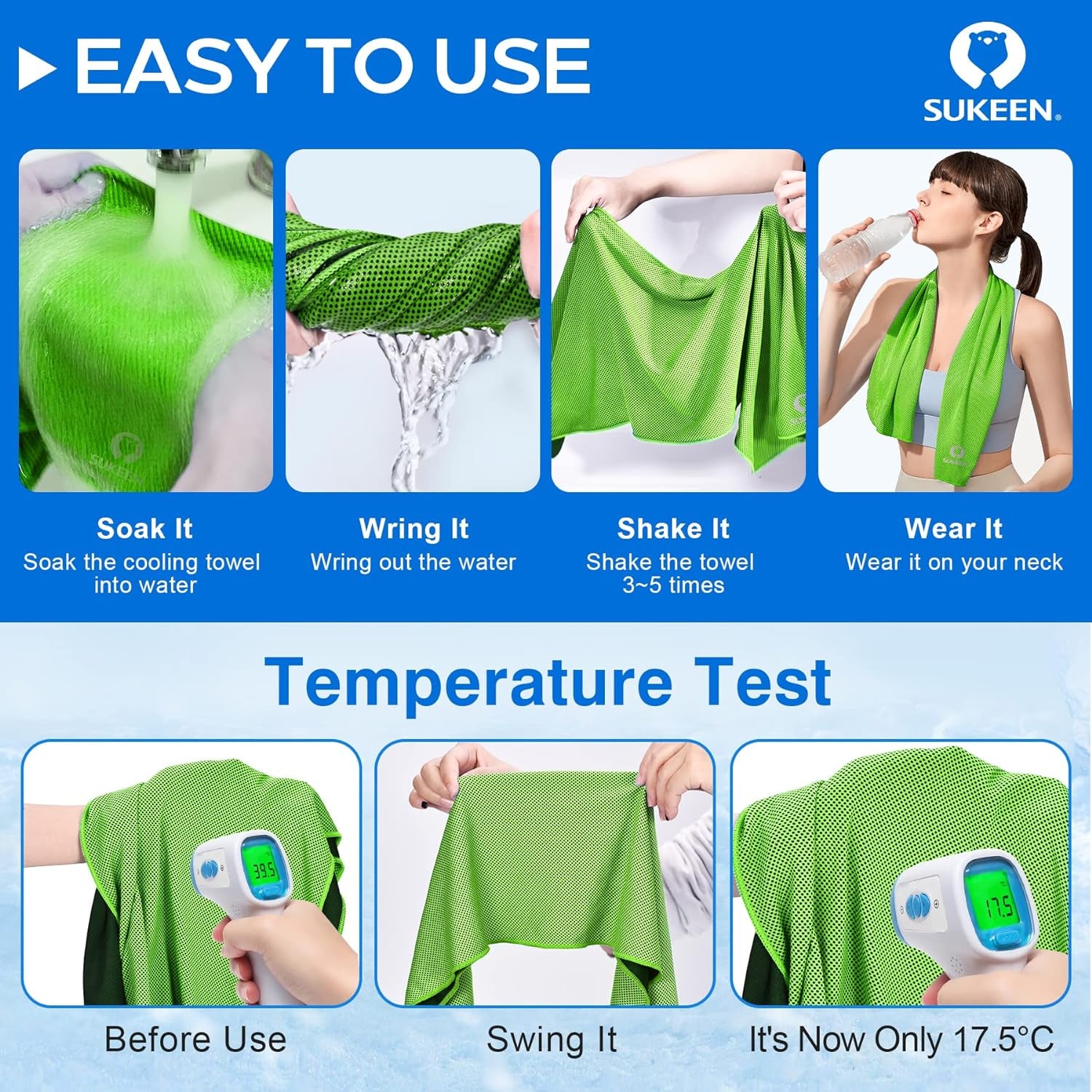 4 Pack Cooling Towels (40"X 12"), Cooling Neck Wraps, Soft Ice Towel | Lightweight,Absorb Moisture,Long Last,Mesh Breathable for Sports,Outdoors,Yoga,Tennis,Golf,Running,Gym,Camping,Campus,Travel