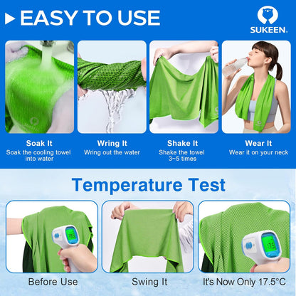 4 Pack Cooling Towels (40"X 12"), Cooling Neck Wraps, Soft Ice Towel | Lightweight,Absorb Moisture,Long Last,Mesh Breathable for Sports,Outdoors,Yoga,Tennis,Golf,Running,Gym,Camping,Campus,Travel