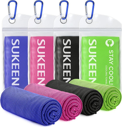4 Pack Cooling Towels (40"X 12"), Cooling Neck Wraps, Soft Ice Towel | Lightweight,Absorb Moisture,Long Last,Mesh Breathable for Sports,Outdoors,Yoga,Tennis,Golf,Running,Gym,Camping,Campus,Travel