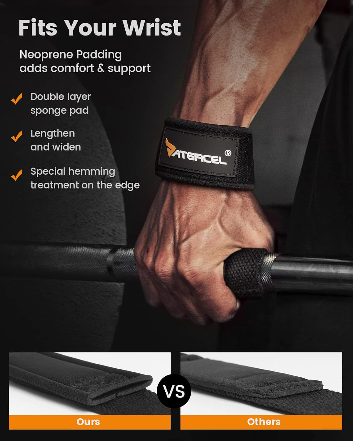 Lifting Straps 100% Cotton, Wrist Straps for Weightlifting, Deadlift, Bodybuilding, Powerlifting, Gym Straps Padded Neoprene with Wrist Wraps for Grip Strength, Strength Training