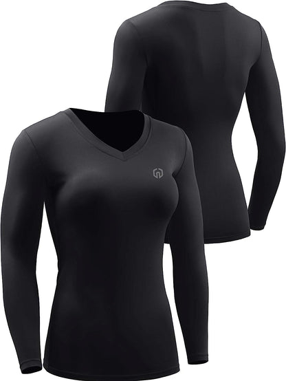 Women'S 3 Pack Compression Shirts Long Sleeve Yoga Athletic Running T Shirt