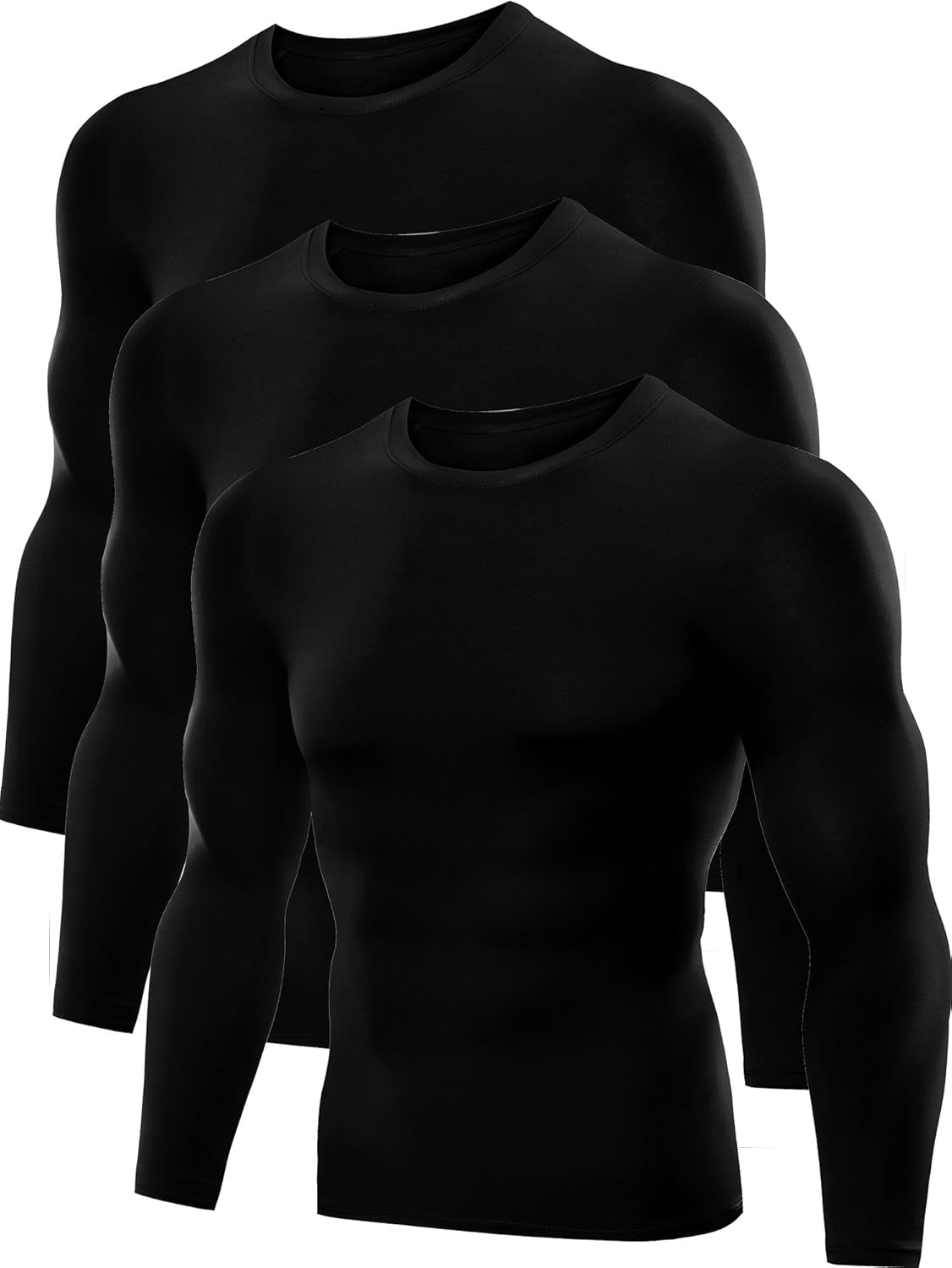 Men'S Dry Fit Running Compression Shirts 3 Pack,5021,Black,Us M,EU L