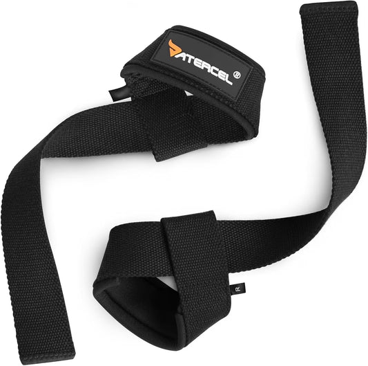 Lifting Straps 100% Cotton, Wrist Straps for Weightlifting, Deadlift, Bodybuilding, Powerlifting, Gym Straps Padded Neoprene with Wrist Wraps for Grip Strength, Strength Training
