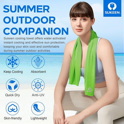 4 Pack Cooling Towels (40"X 12"), Cooling Neck Wraps, Soft Ice Towel | Lightweight,Absorb Moisture,Long Last,Mesh Breathable for Sports,Outdoors,Yoga,Tennis,Golf,Running,Gym,Camping,Campus,Travel