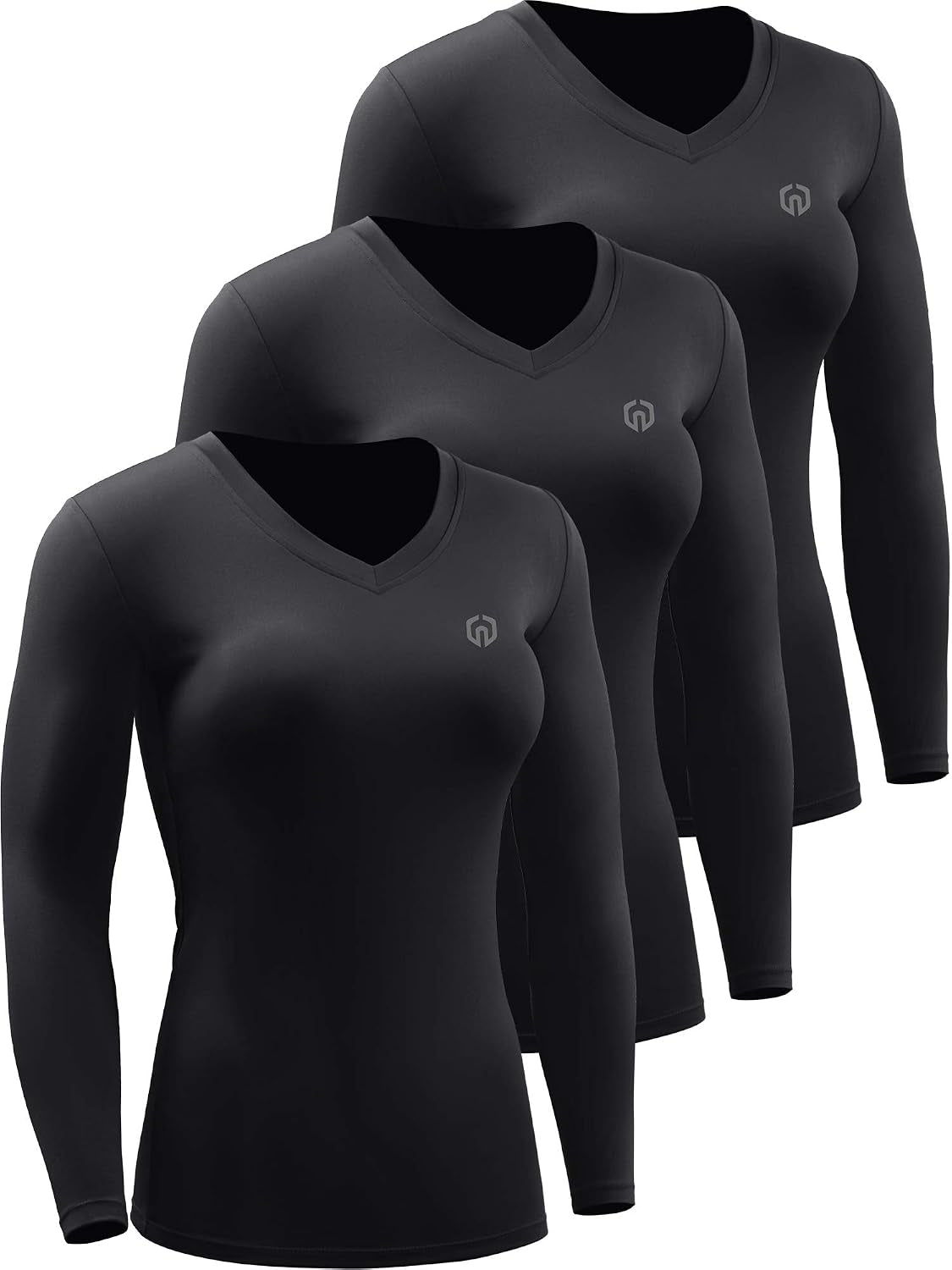 Women'S 3 Pack Compression Shirts Long Sleeve Yoga Athletic Running T Shirt