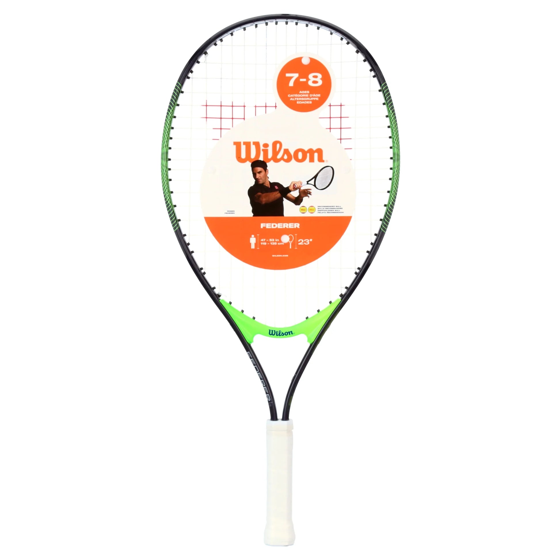 Lightweight Kids Tennis Racket, Aluminum Multicolor, 23", 7 Lb