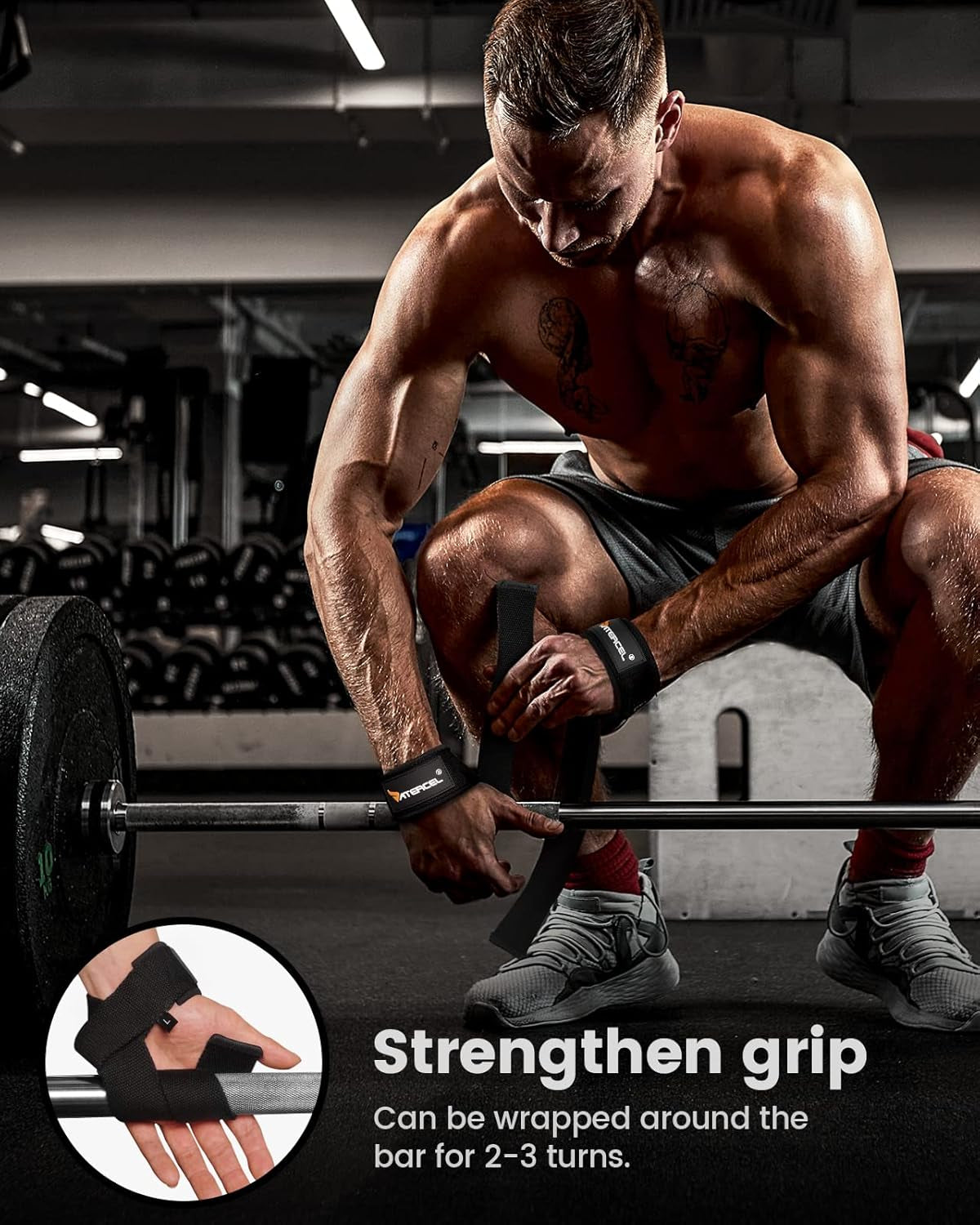 Lifting Straps 100% Cotton, Wrist Straps for Weightlifting, Deadlift, Bodybuilding, Powerlifting, Gym Straps Padded Neoprene with Wrist Wraps for Grip Strength, Strength Training